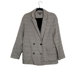 ZARA Oversized Double Breast Suit Jacket Sport Coat Blazer Pockets S / M Plaid